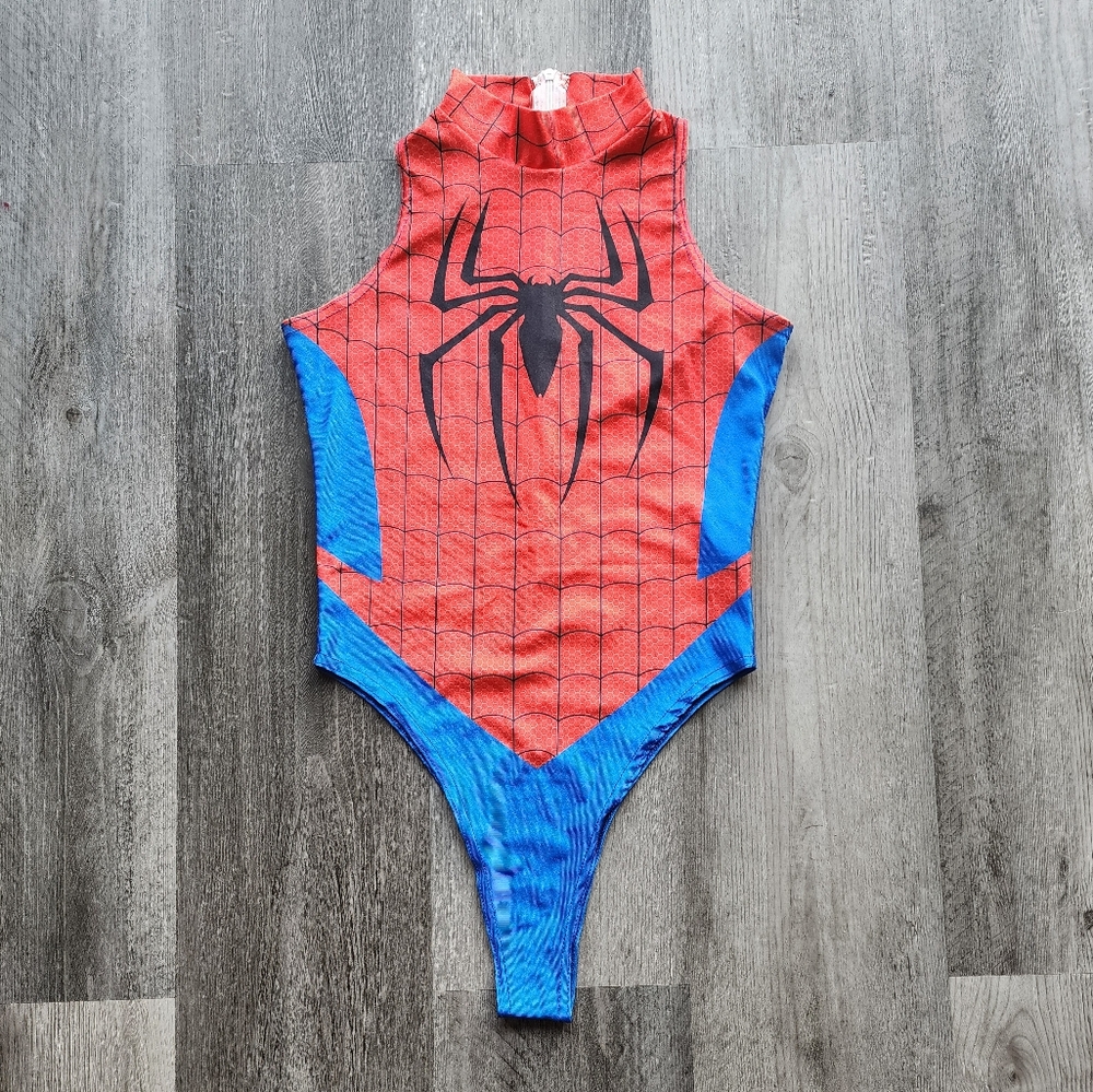 Red and blue women's Spiderman bodysuit